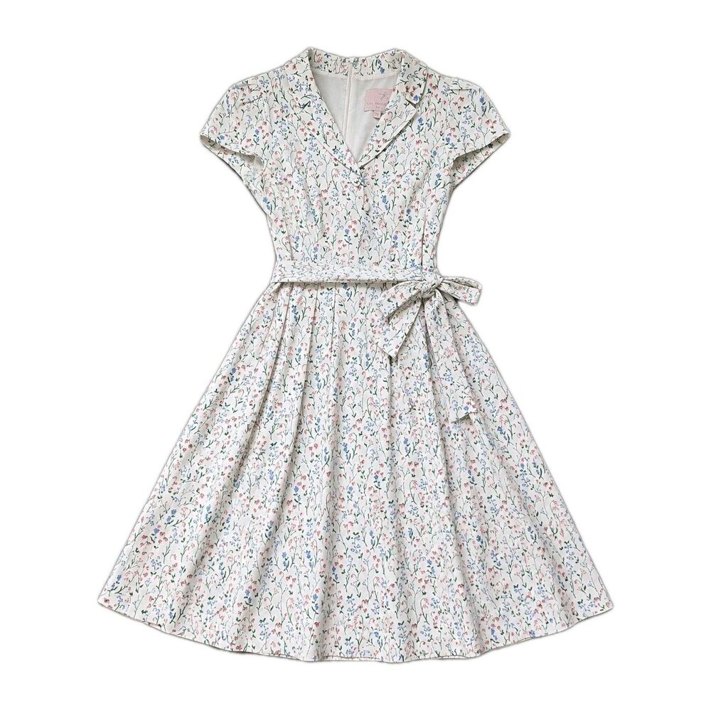 NWOT Gal Meets Glam Anne Spring Sprig Floral Wrap Style Dress Womens 10 Belted - Picture 2 of 12